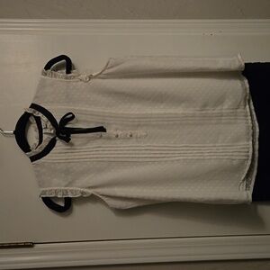 ELLE shirt adult size small white and black ruffles on color and sleeves blouse.